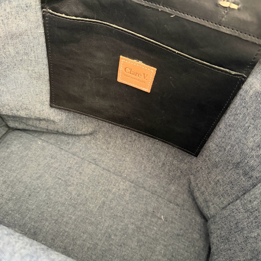 Clare V. Simple Tote in Black Leather and Faux Fur - Picture 6 of 9
